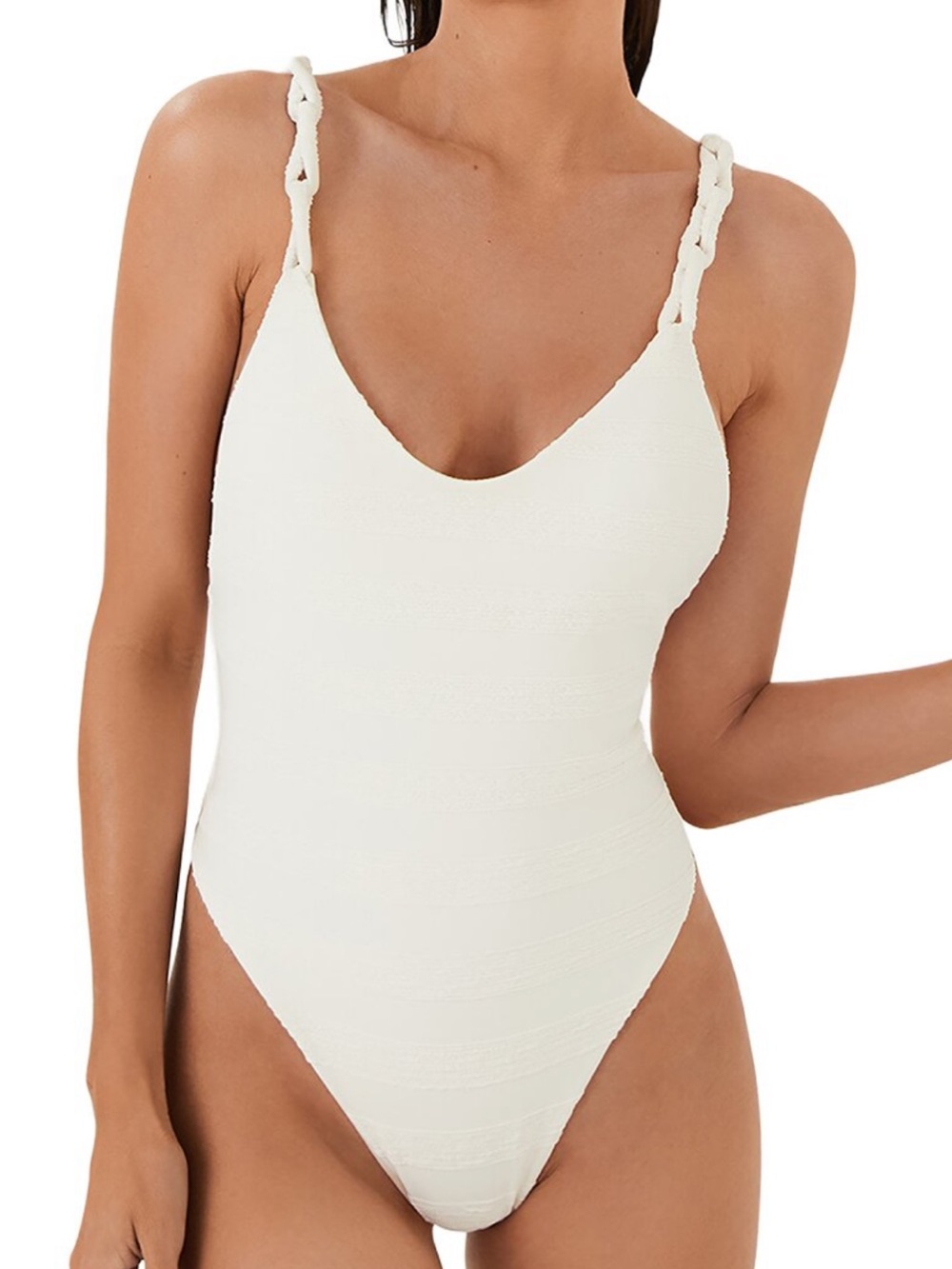 Cream Textured One-Piece Swimsuit